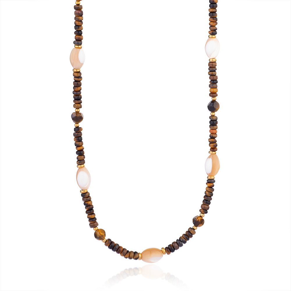 1 Piece Bohemia Style Classic Beads Stainless Steel Tiger's-eye Natural Stone Women's Beaded Necklaces Picture9