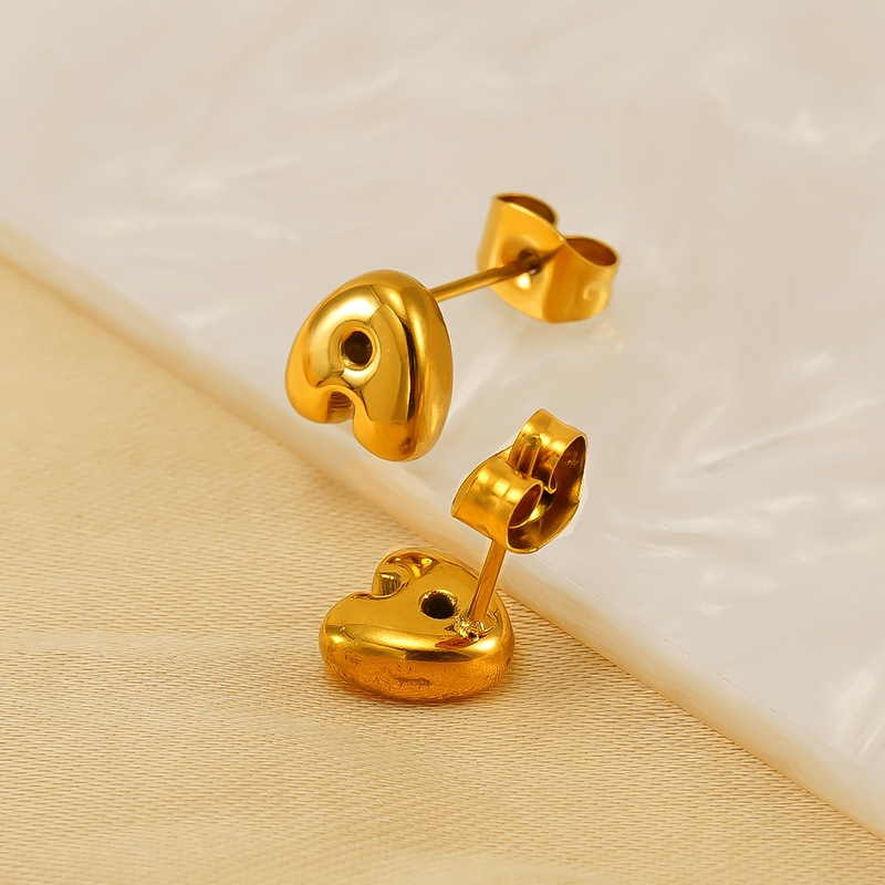 1 pair simple series elegant letter titanium steel  gold plated women stud earrings Picture2