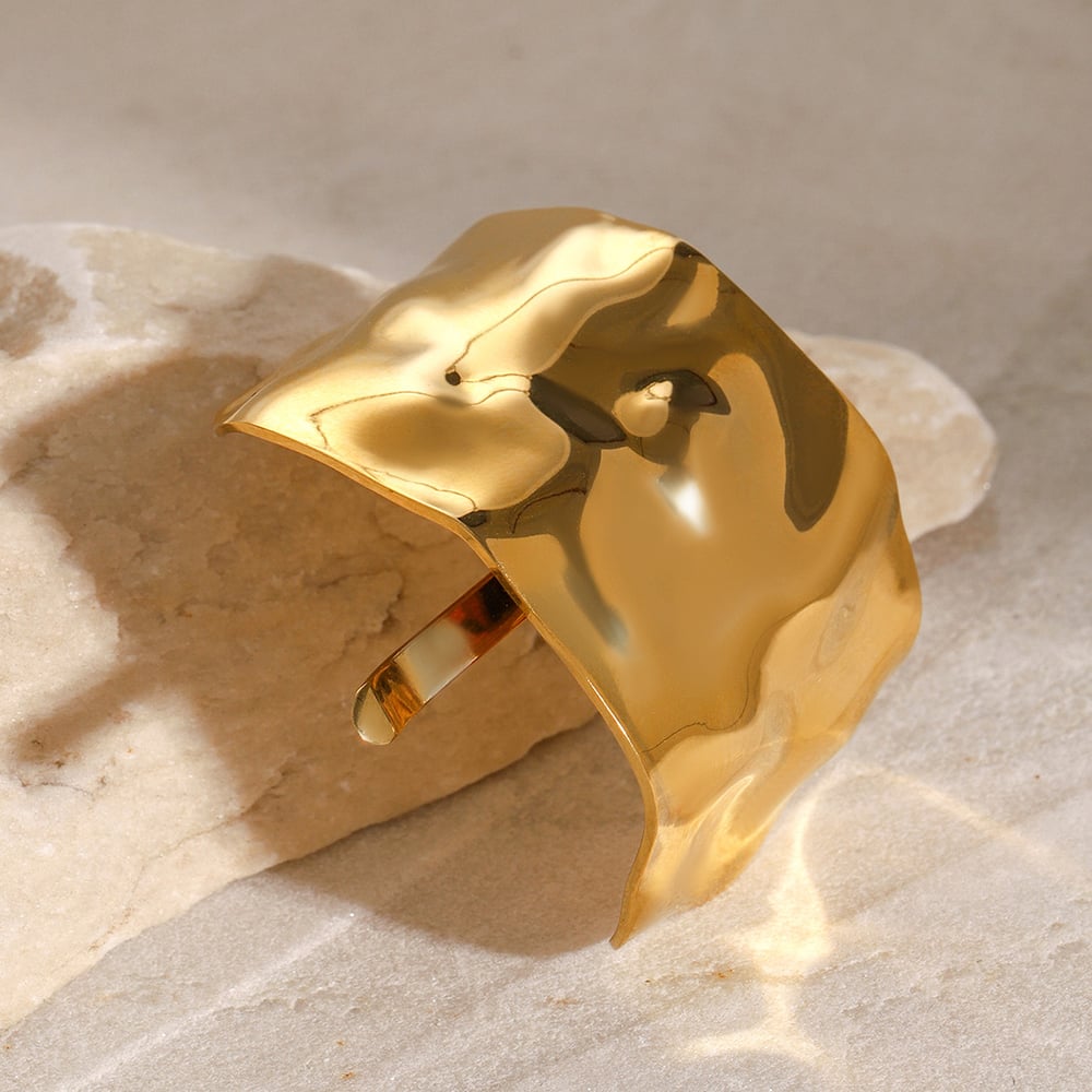 1 pair simple series retro solid color stainless steel  gold plated women hair clips Picture4