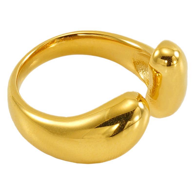 1 pair classic series retro geometric stainless steel  gold plated women adjustable rings h5Picture6