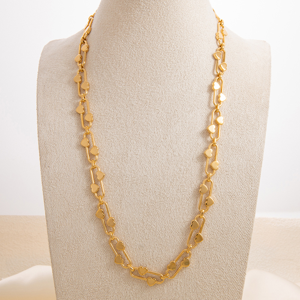 1 piece simple series daily heart stainless steel  gold color plated unisex pendant necklaces h5Picture5