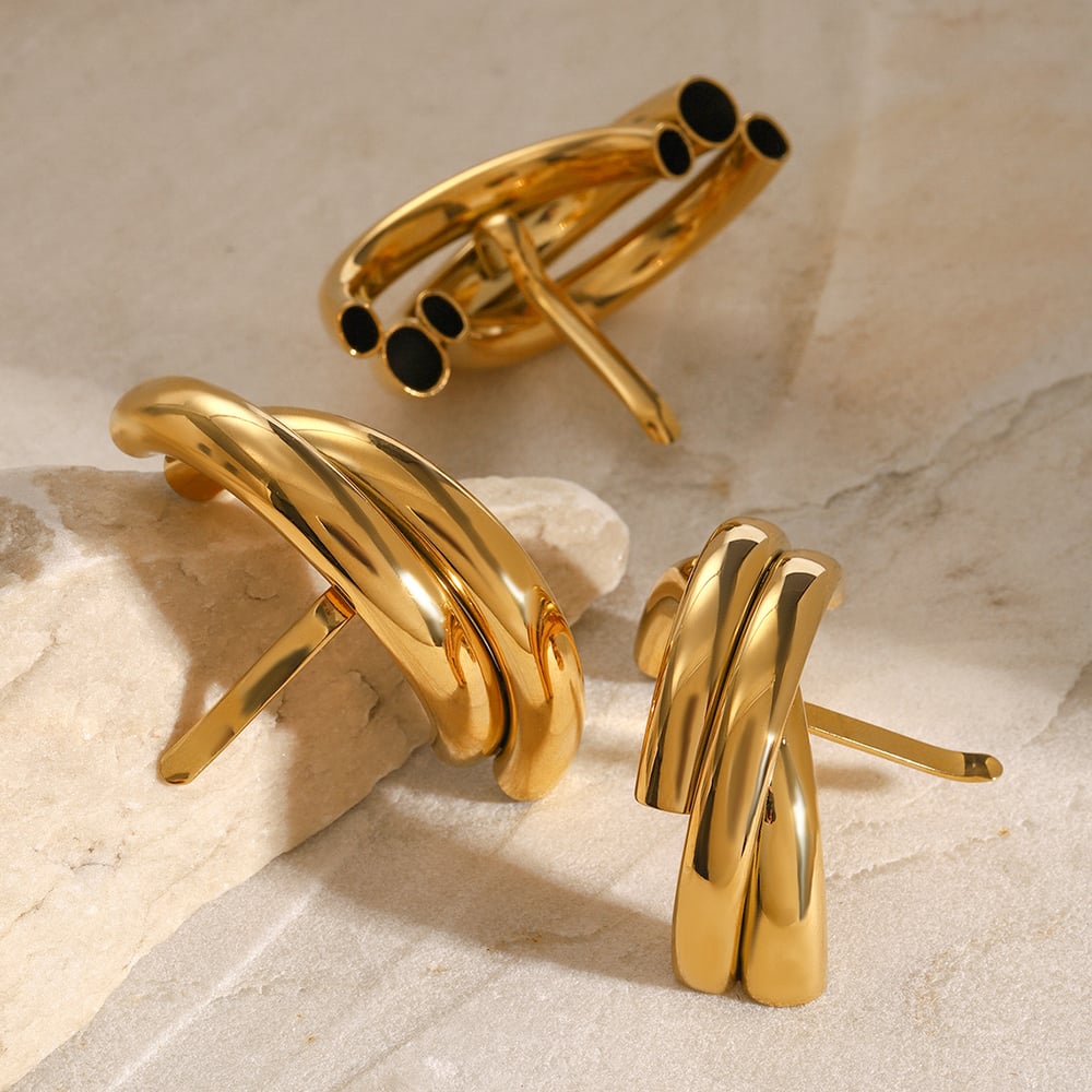 1 pair simple series  style geometric stainless steel  gold plated women hair clips Picture4