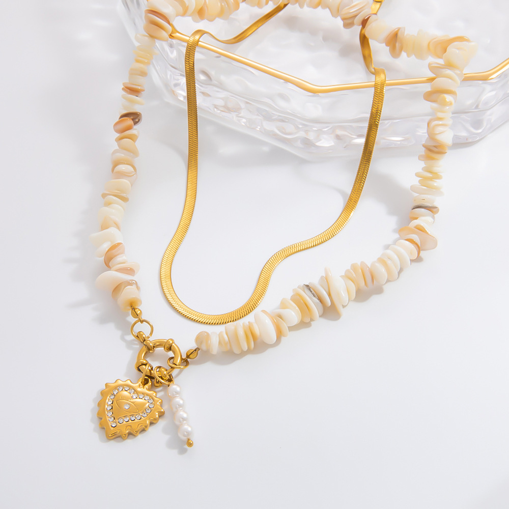 1 piece romantic series daily heart stainless steel  gold color plated rhinestone women's pendant necklaces h5Picture4