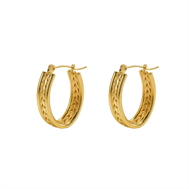 1 pair simple series simple geometric stainless steel  gold plated women stud earrings h5Picture6