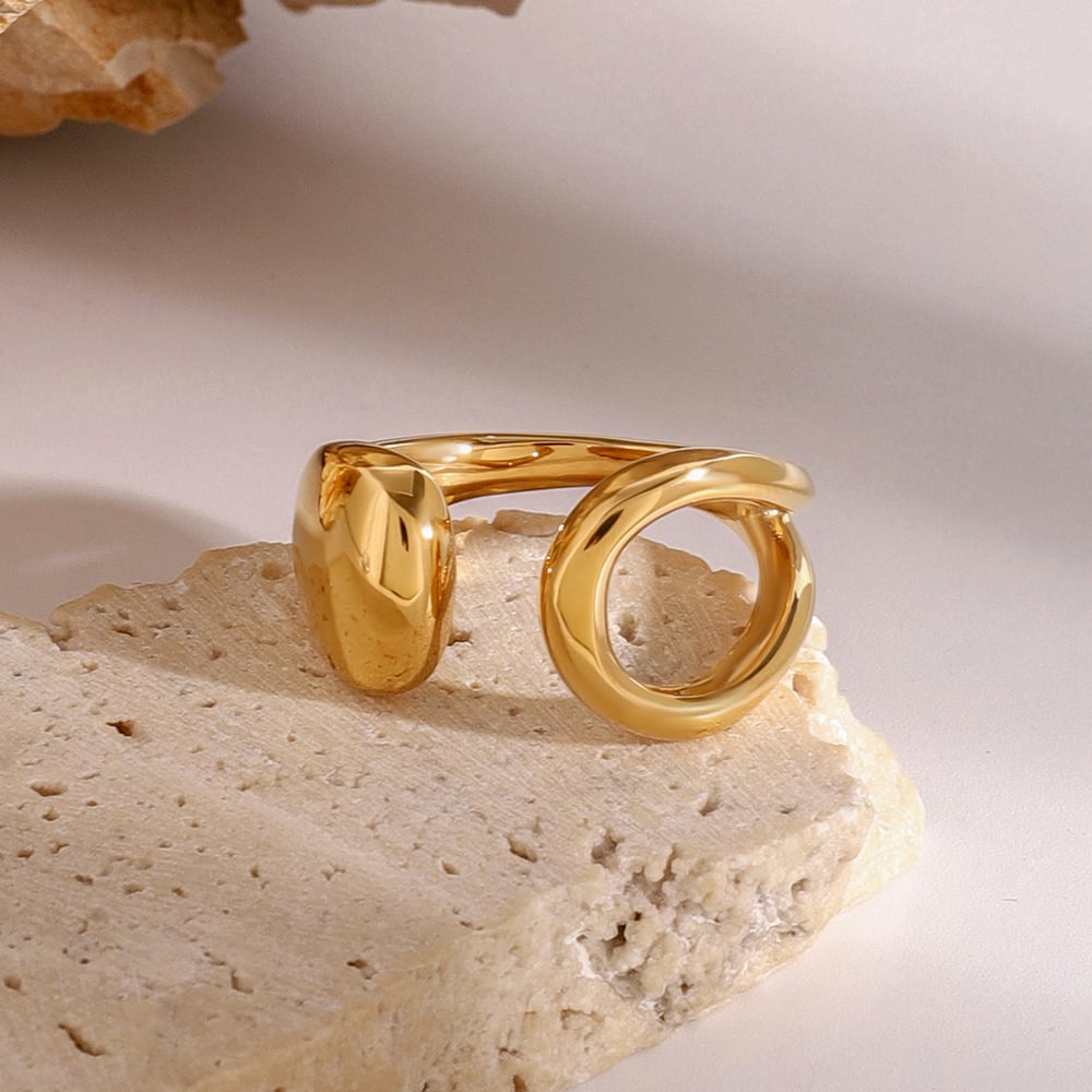 1 Piece Solid Color Stainless Steel Gold Color Minimalist Ring h5Picture3