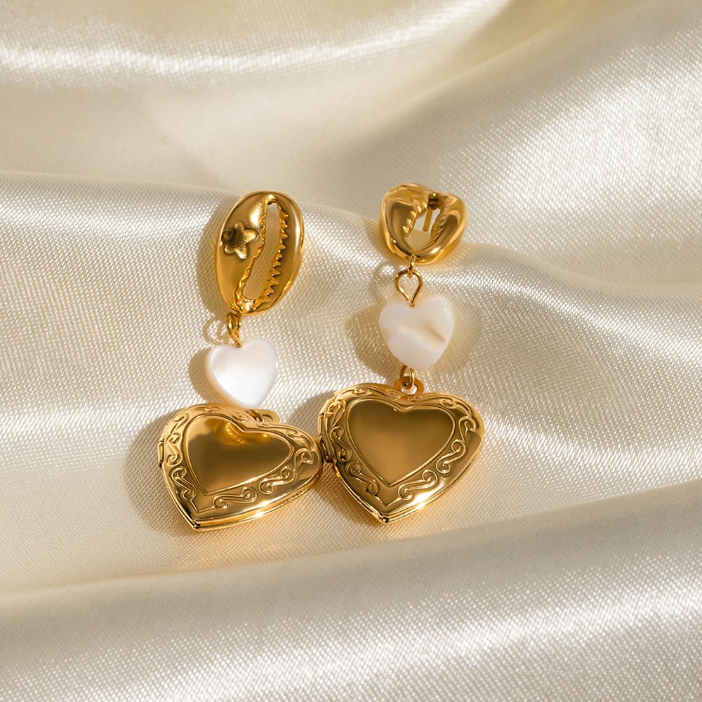 1 paar simple series  style herz edelstahl 18 karat vergoldet damen tropfen ohrringe Bild4