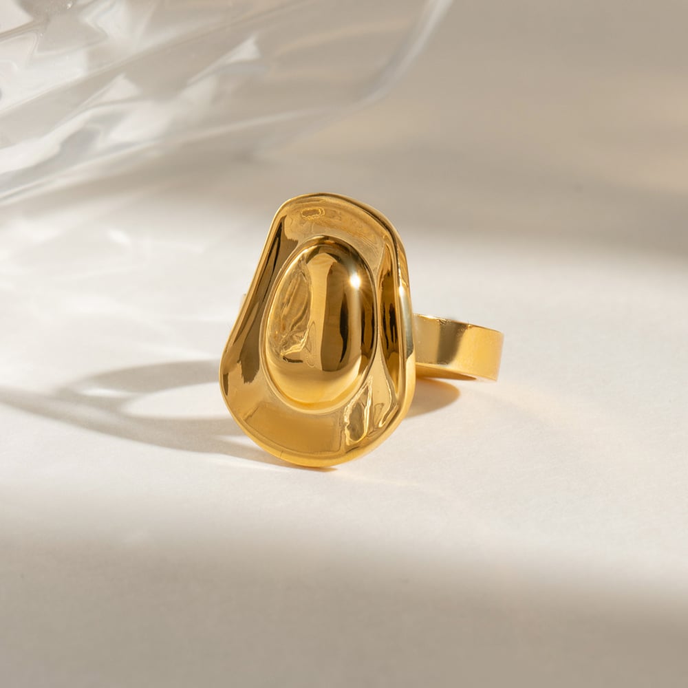 1 pair simple series elegant line stainless steel  gold plated women single rings h5Picture4