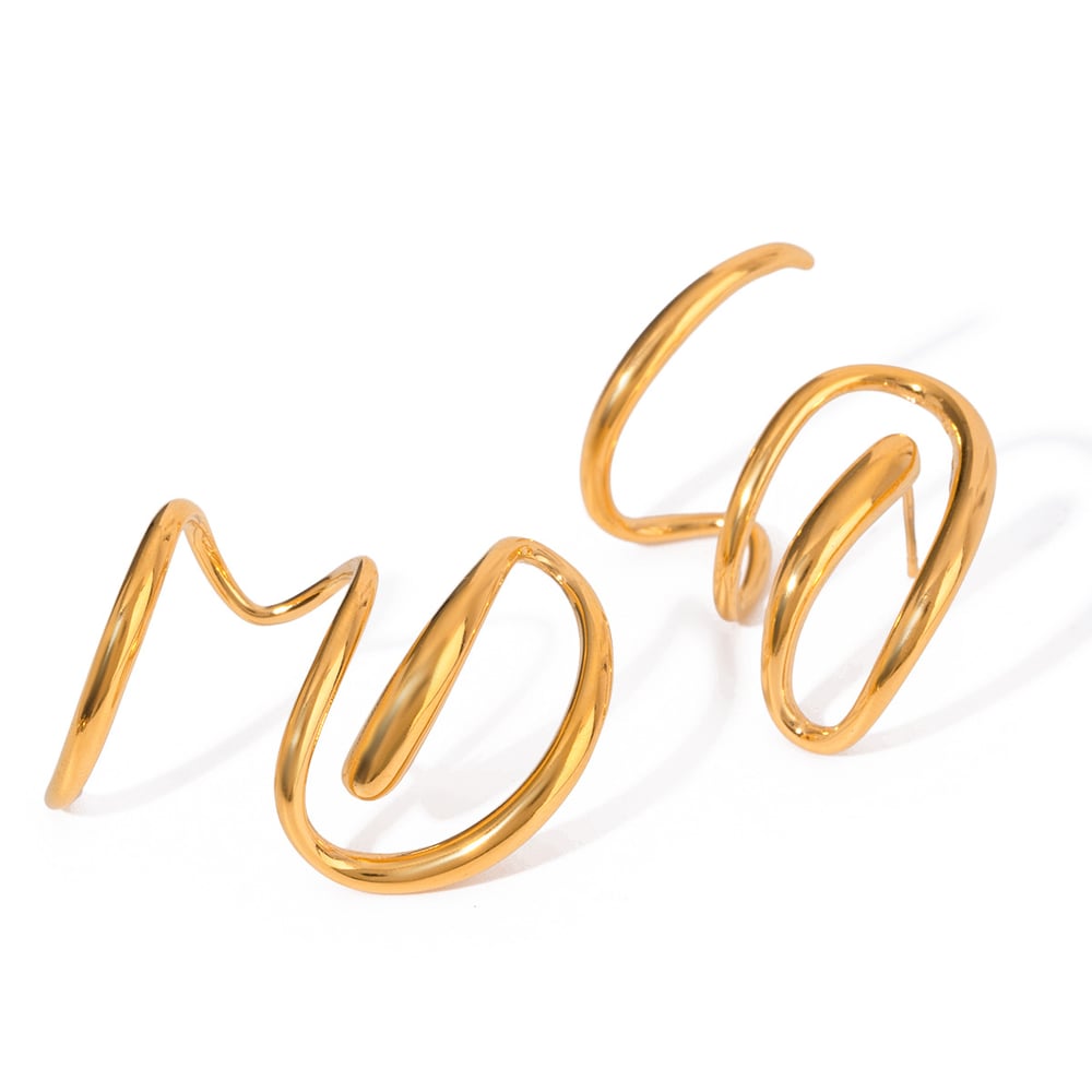 1 Pair Simple Line Stainless Steel Gold Color Stud Earrings Picture5