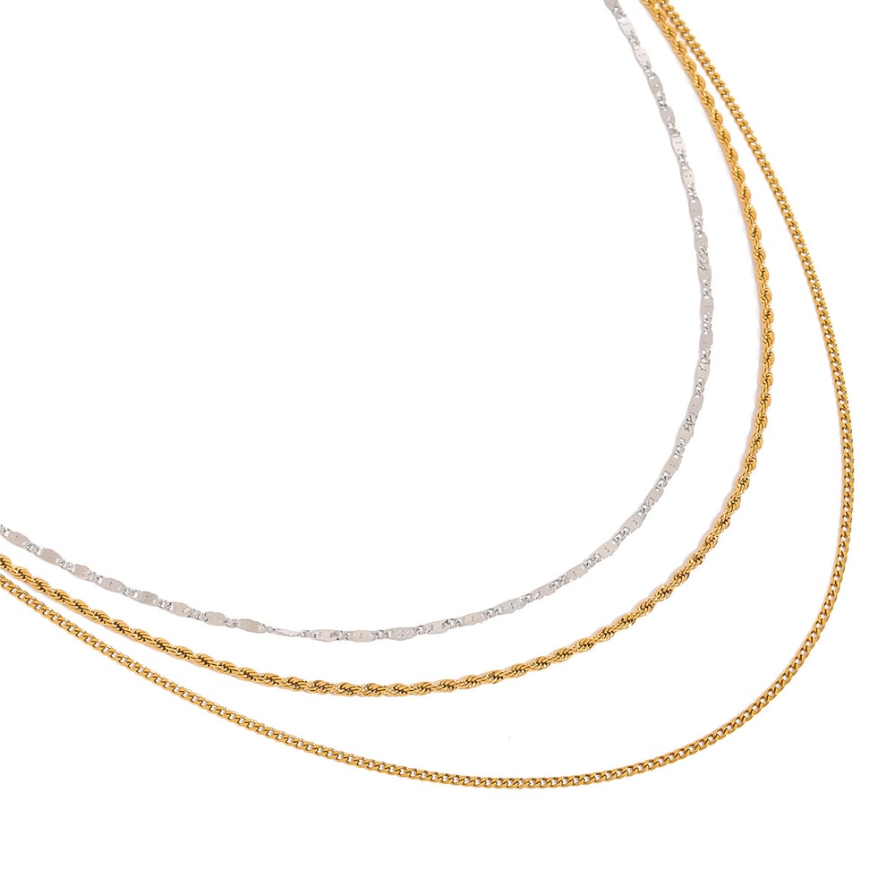 1 Piece Modern Series Line Stainless Steel Gold & Silver Color Women's Layered Necklaces h5Picture9