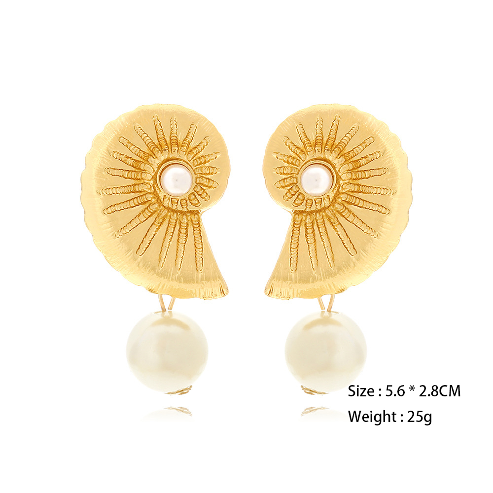 1 Pair Exaggerated  Alloy Whelks Drop Earrings h5Picture6