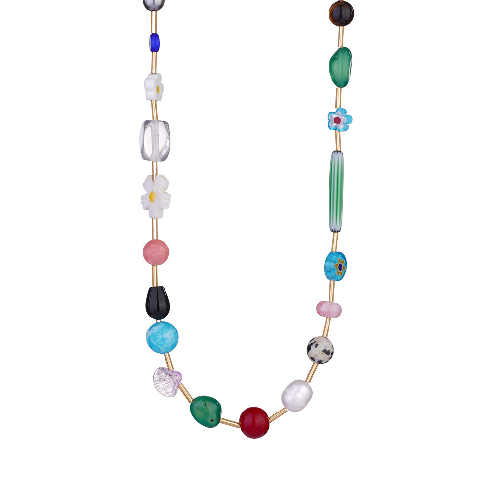 1 Piece Designable Series Vacation Colorful Transparent Stone Stainless Steel Gold Color Women's Beaded Necklaces Picture7