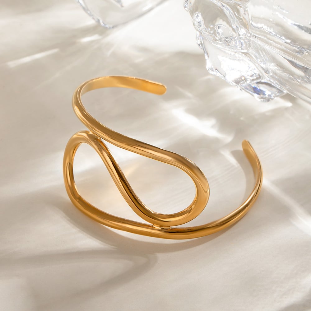 1 piece simple series simple annular stainless steel  gold plated women bangles h5Picture4