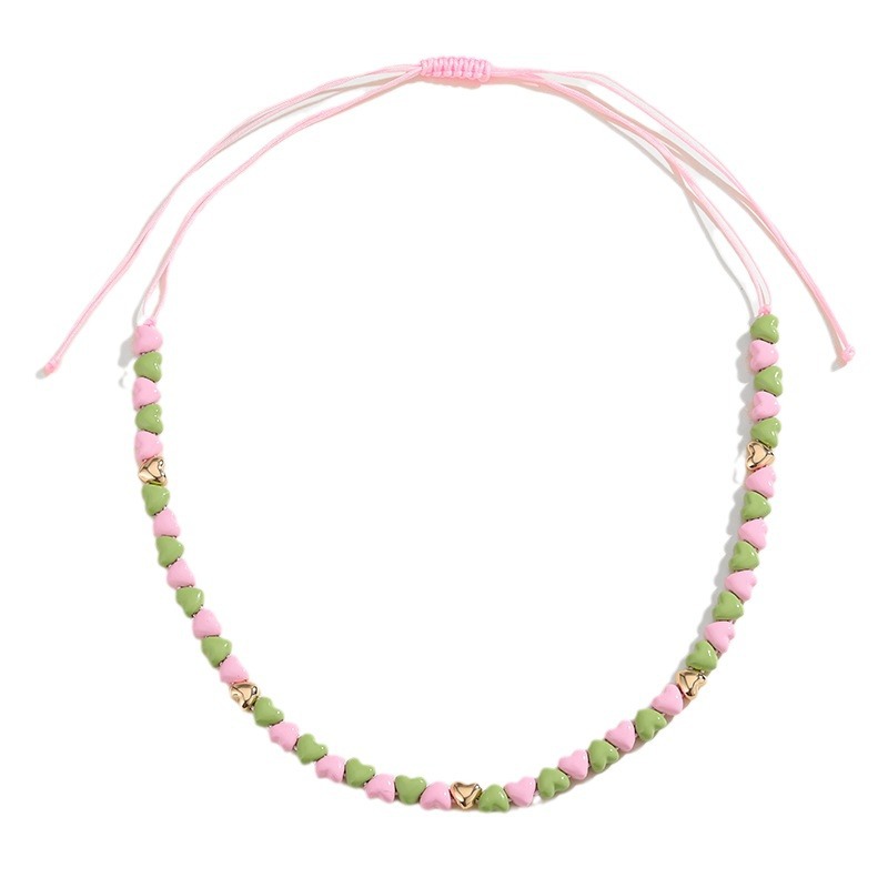 1 Piece Designable Series Sweet Color of Macaron Heart Shape Alloy Women's Beaded Necklaces Picture6