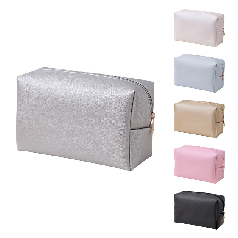 1 Piece Simple Fashionable Style Solid Color PU Women's Makeup Bag h5Picture5