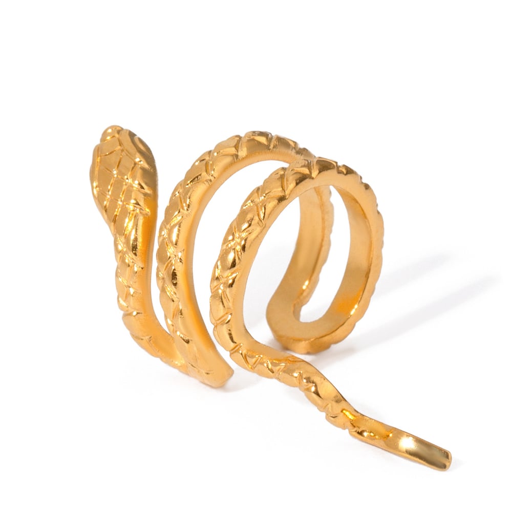 1 pair simple punk style animal shape stainless steel  gold plated women's adjustable rings h5Picture5