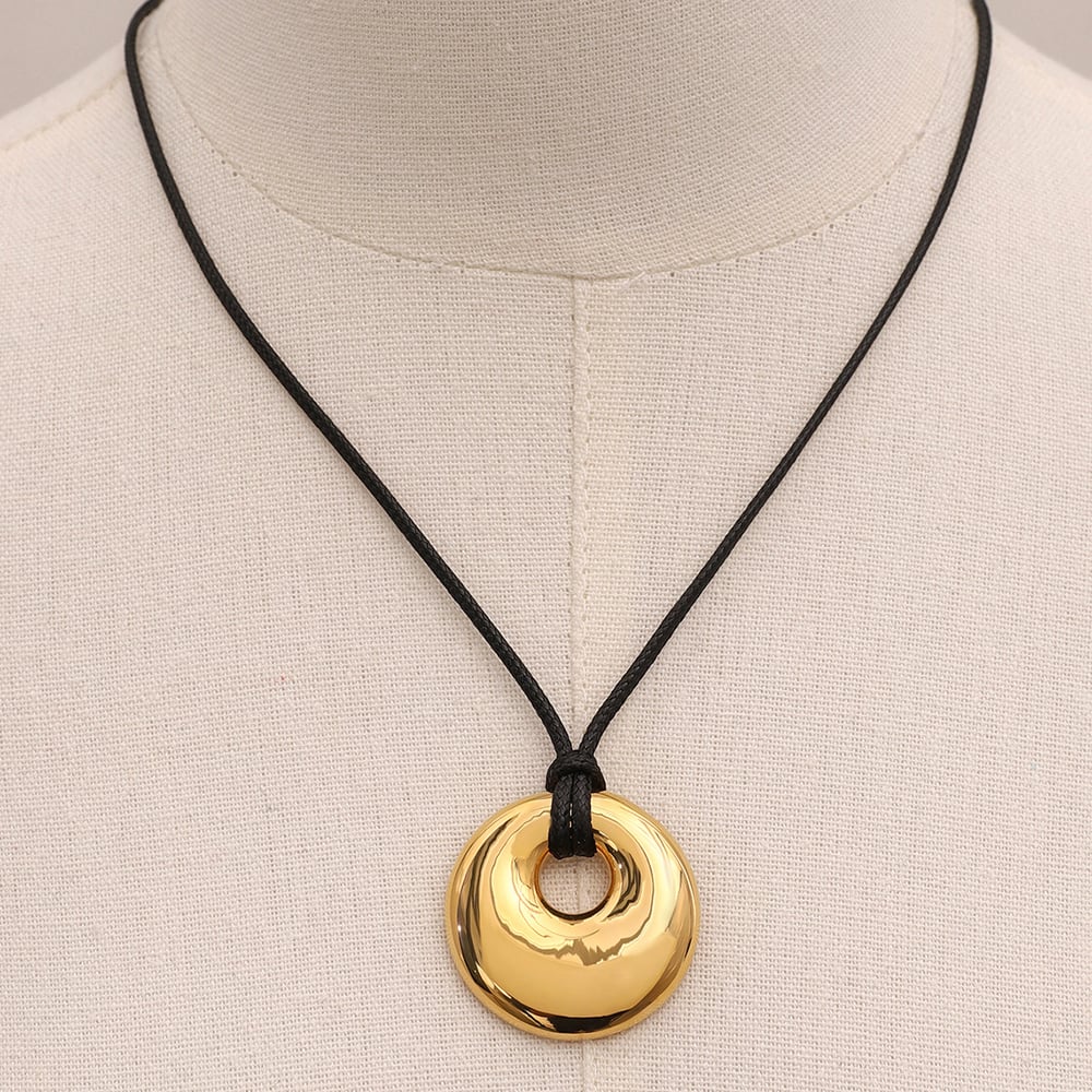 1 piece simple series simple solid color stainless steel  gold plated women pendant necklaces h5Picture5