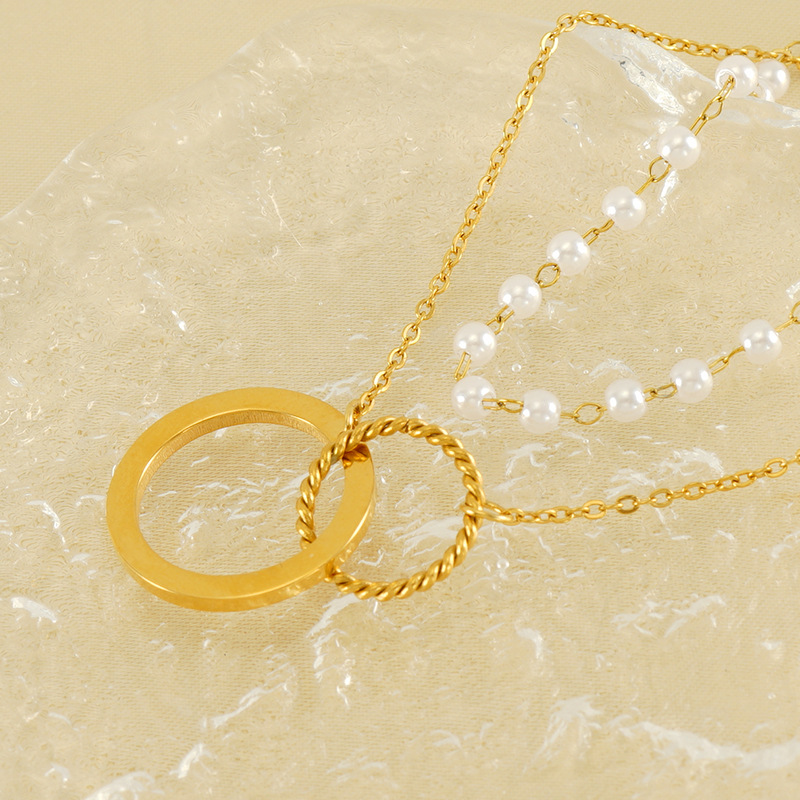 1 Piece Simple Series Love Annular Stainless Gold Color Women's Pendant Necklace h5Picture5