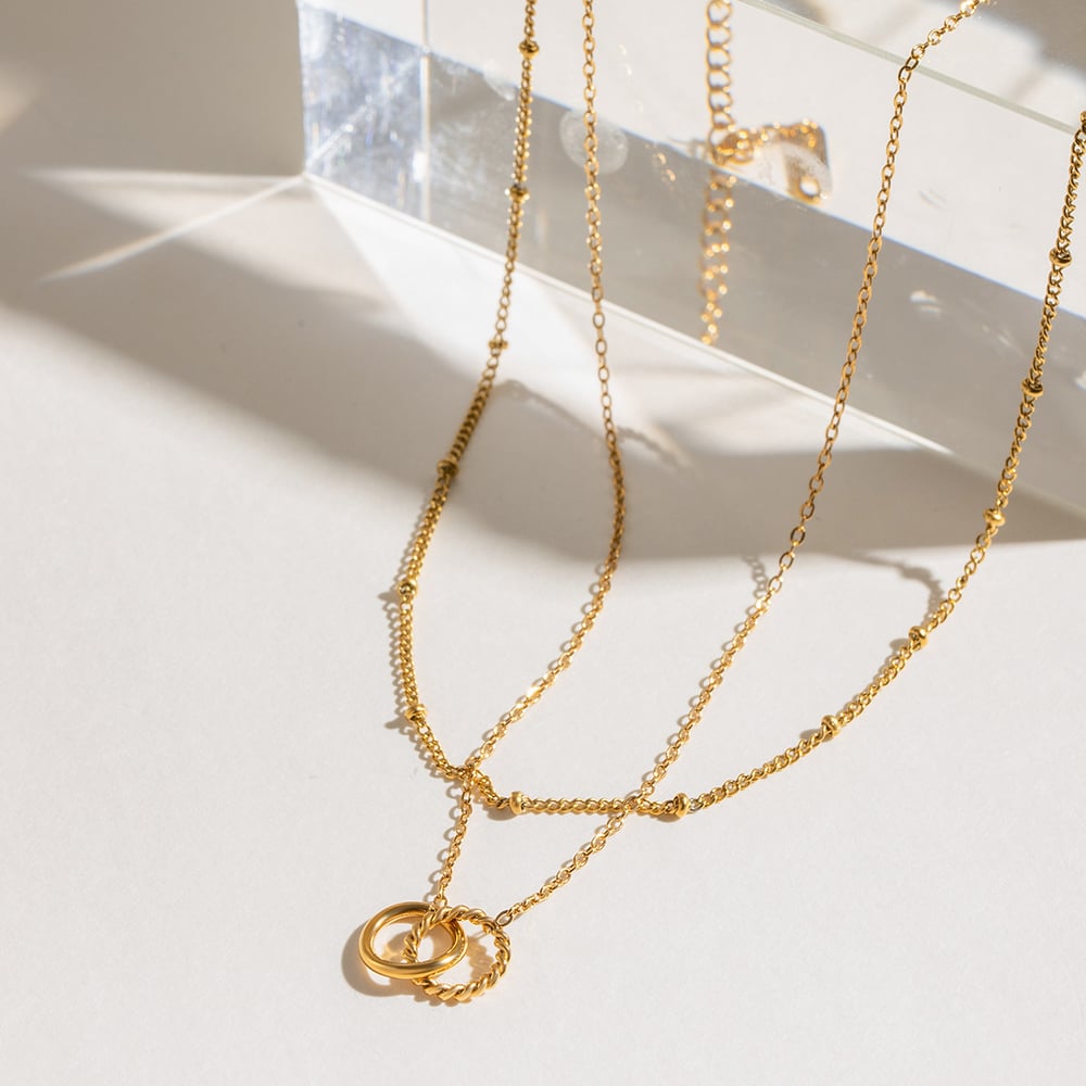 1 piece simple series simple annular stainless steel  gold plated women layered necklaces h5Picture4
