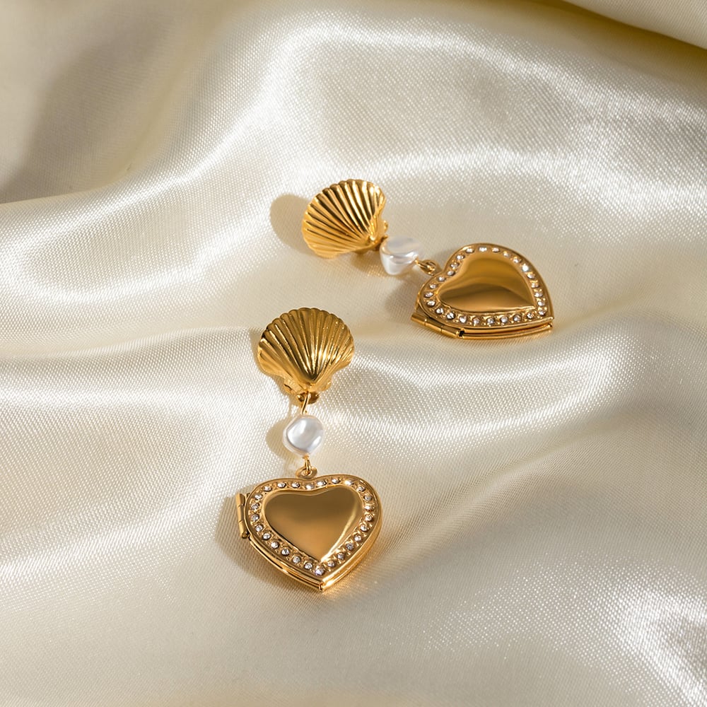 1 Pair Luxurious Series Retro Seashell Stainless Steel Gold Color Women's DIY Drop Earrings Picture4