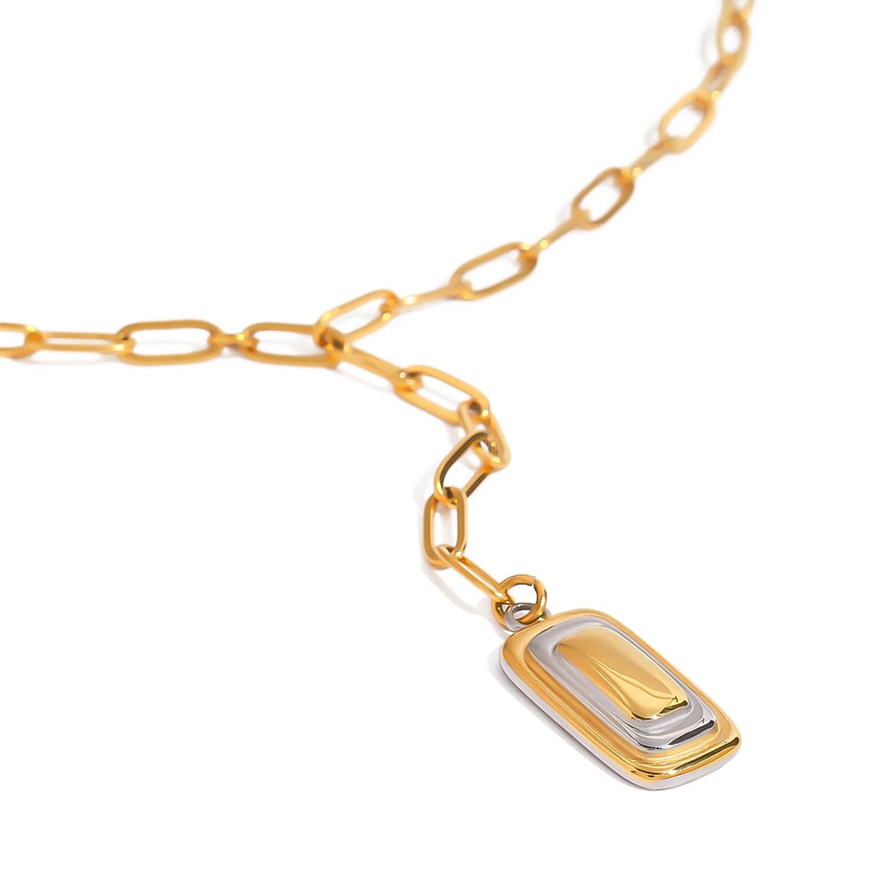 1 Piece Simple Series Modern Style Quadrilateral Stainless Steel Gold and Silver Color Women's Pendant Necklaces h5Picture6