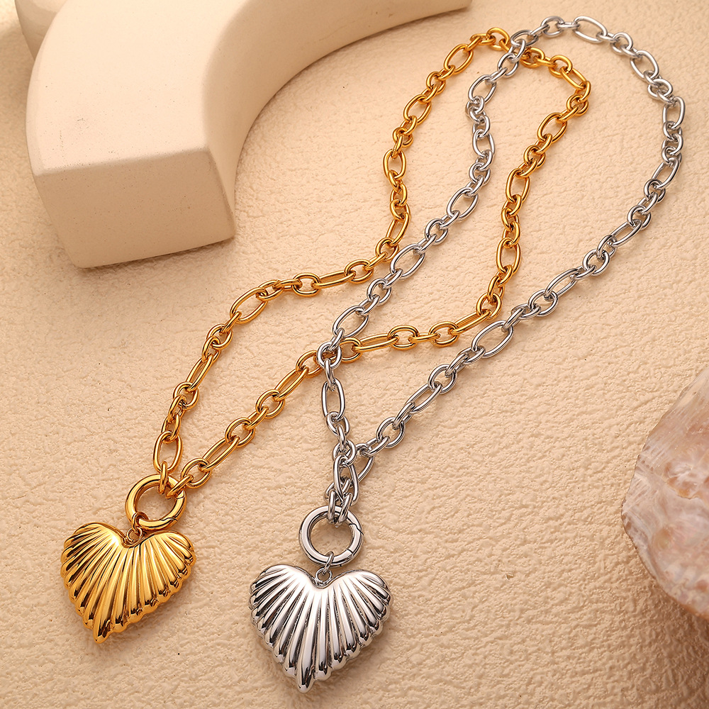 1 stuk romantische serie Sweet Heart titanium staal goudkleurige dames hanger kettingen h5Afbeelding3
