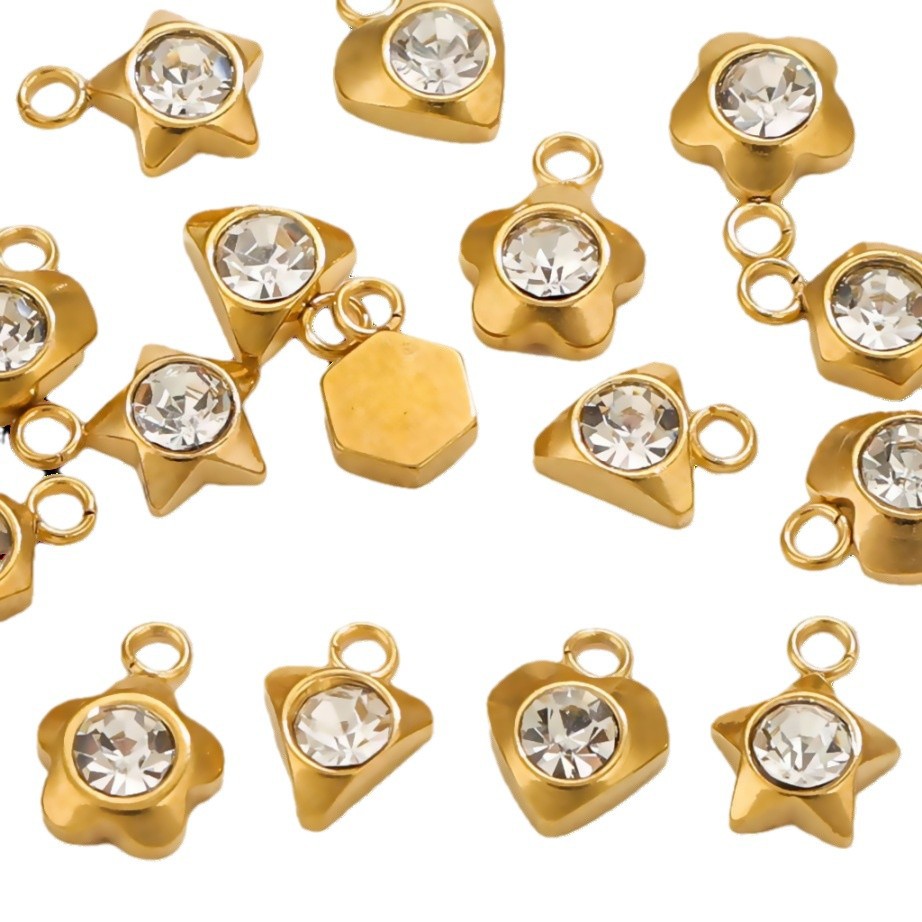1 pair simple series simple heart  gold plated zircon women pendants Picture6