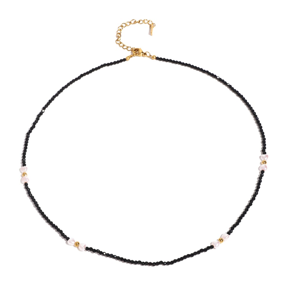 1 piece simple series elegant heart stainless steel  gold plated artificial pearl women beaded necklaces Picture6