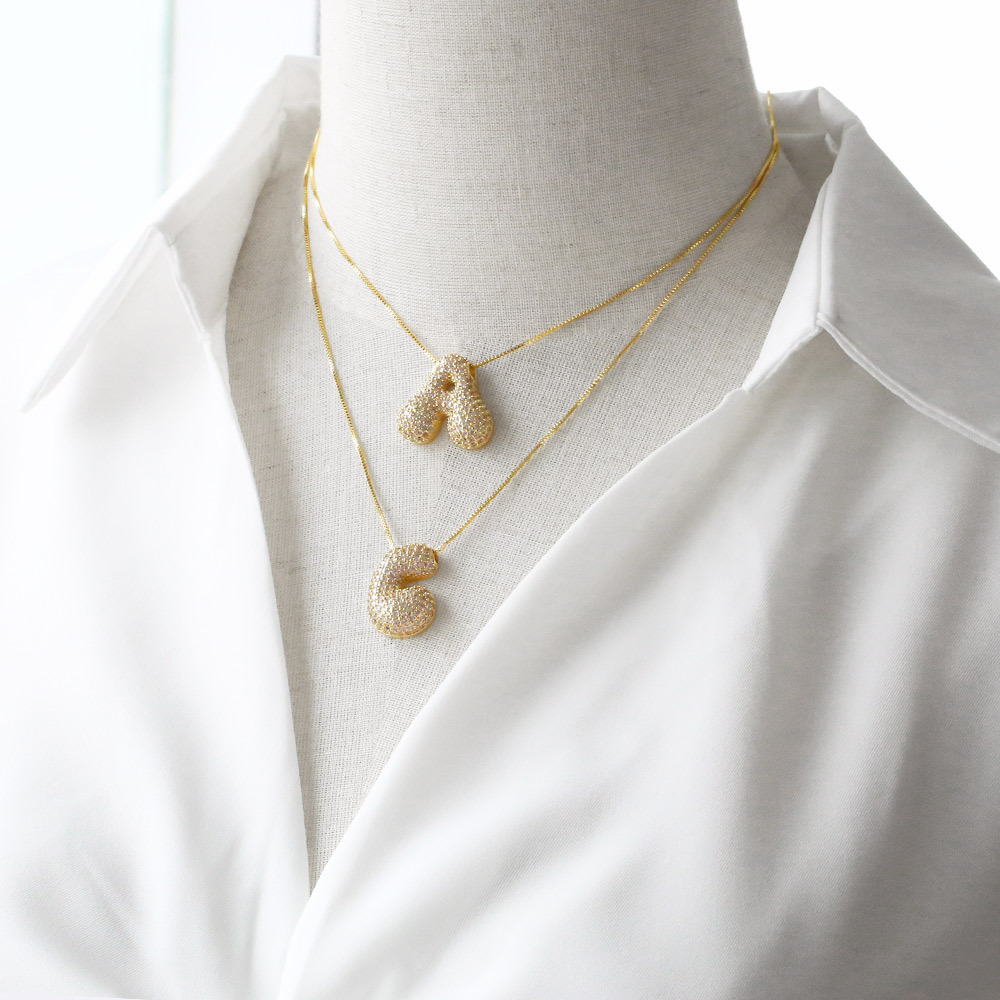 1 Piece Exquisite Series All-match Letter Copper Gold Color Stainless Steel Women's Pendant Necklaces h5Picture4