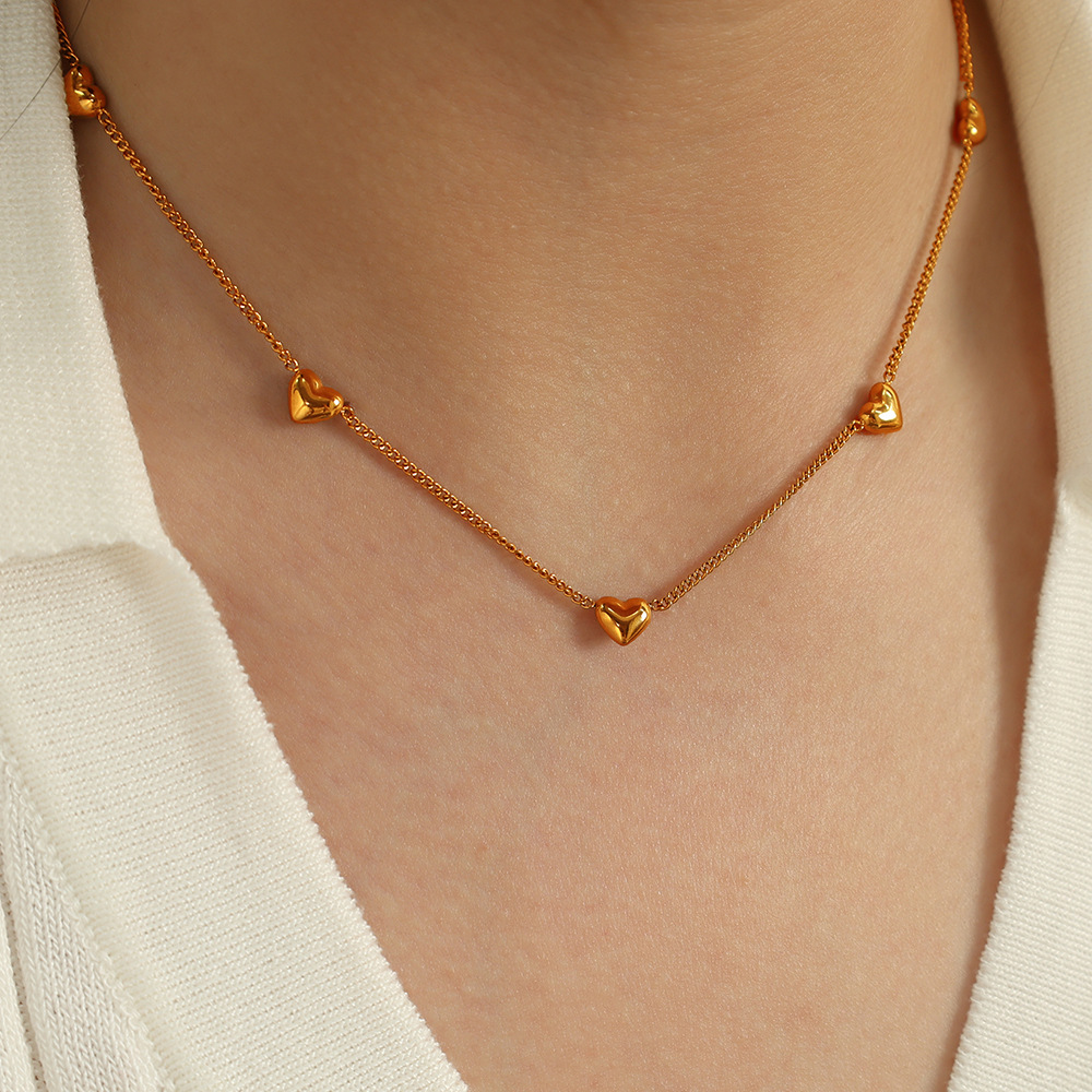 1 piece romantic series classic heart titanium steel  gold color plated women's pendant necklaces h5Picture5