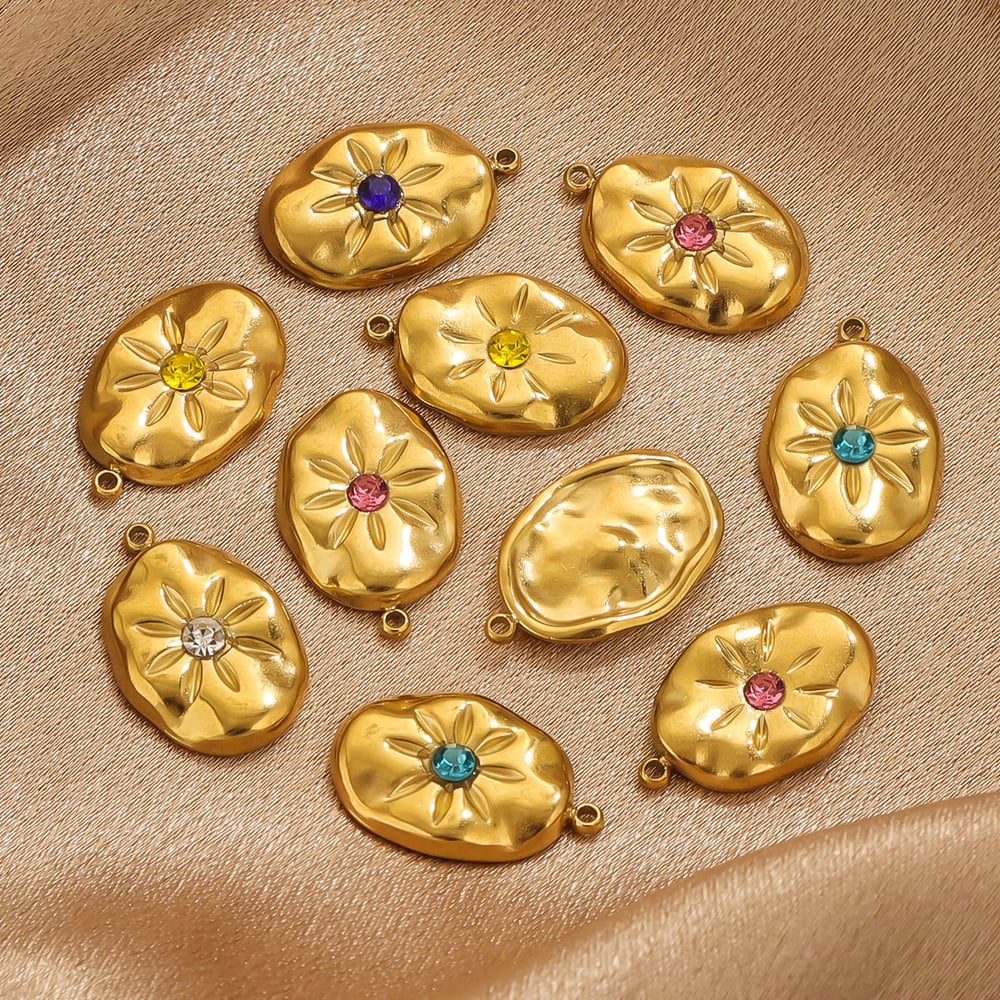 1 Piece Simple Series Elegant Sun Stainless Steel Elliptical Gold Color Women's Pendants h5Picture4