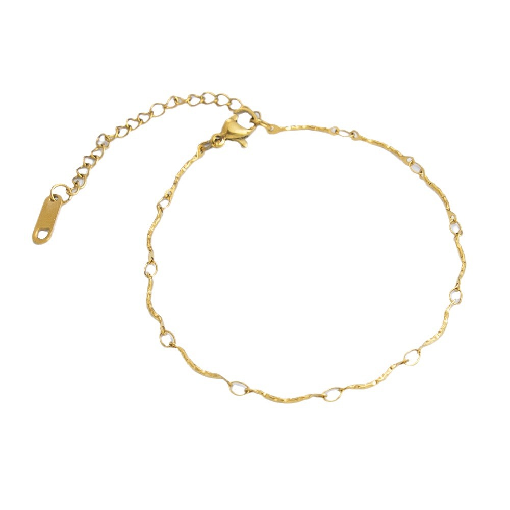 1 Piece Simple Series Daily Solid Color Stainless Steel Gold Color DIY Women's Chain Bracelets h5Picture6