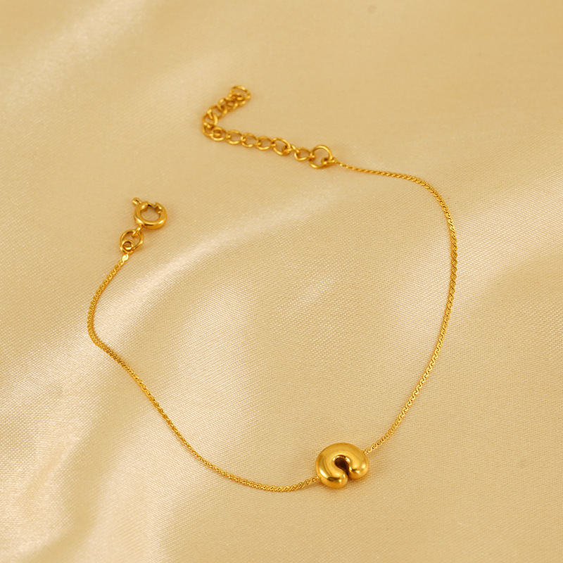 1 piece simple series daily letter stainless steel  gold plated unisex chain bracelets h5Picture3