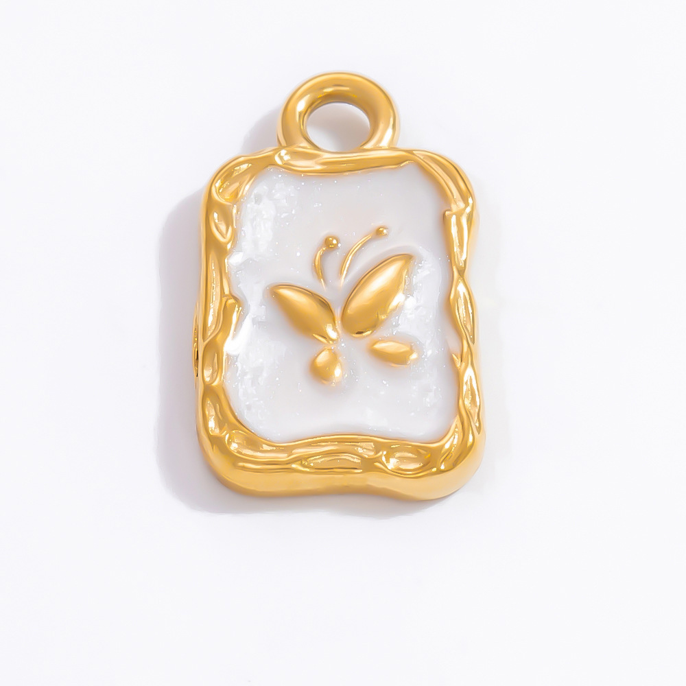 1 Piece Classic Series Retro Bow Knot Pattern Oil- Glazing Stainless Steel Gold Color Women's Pendants h5Picture5