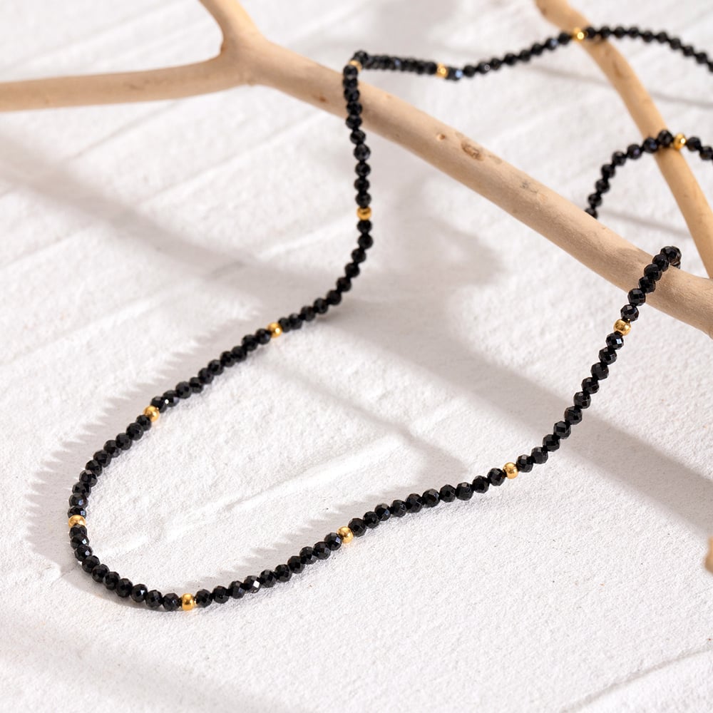 1 piece simple series elegant beads stainless steel  gold plated natural stone women beaded necklaces Picture3