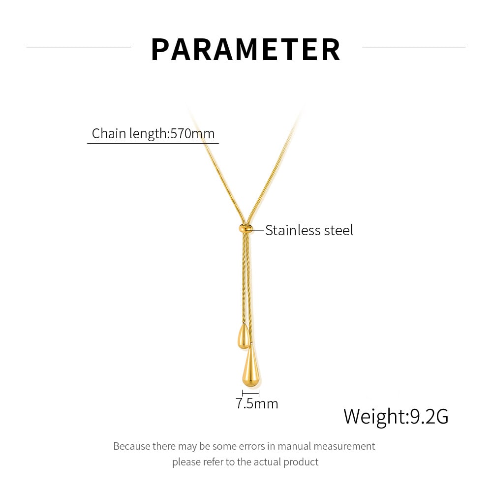 1 Stück Elegante Serie Tägliche Tropfen Verstellbare Edelstahl Gold Farbe Damen Anhänger Halsketten h5Bild11