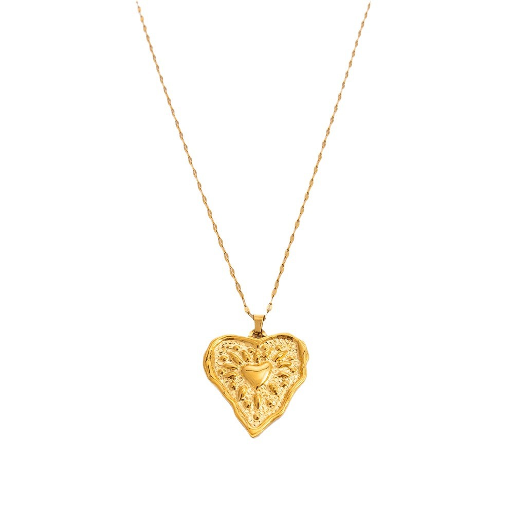 1 piece classic series elegant heart stainless steel  gold color plated women's pendant necklaces h5Picture6