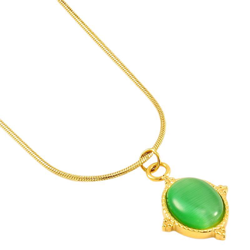 1 piece fashionable  style geometric shape stainless steel  gold plated inlay natural stone women's pendant necklace h5Picture7