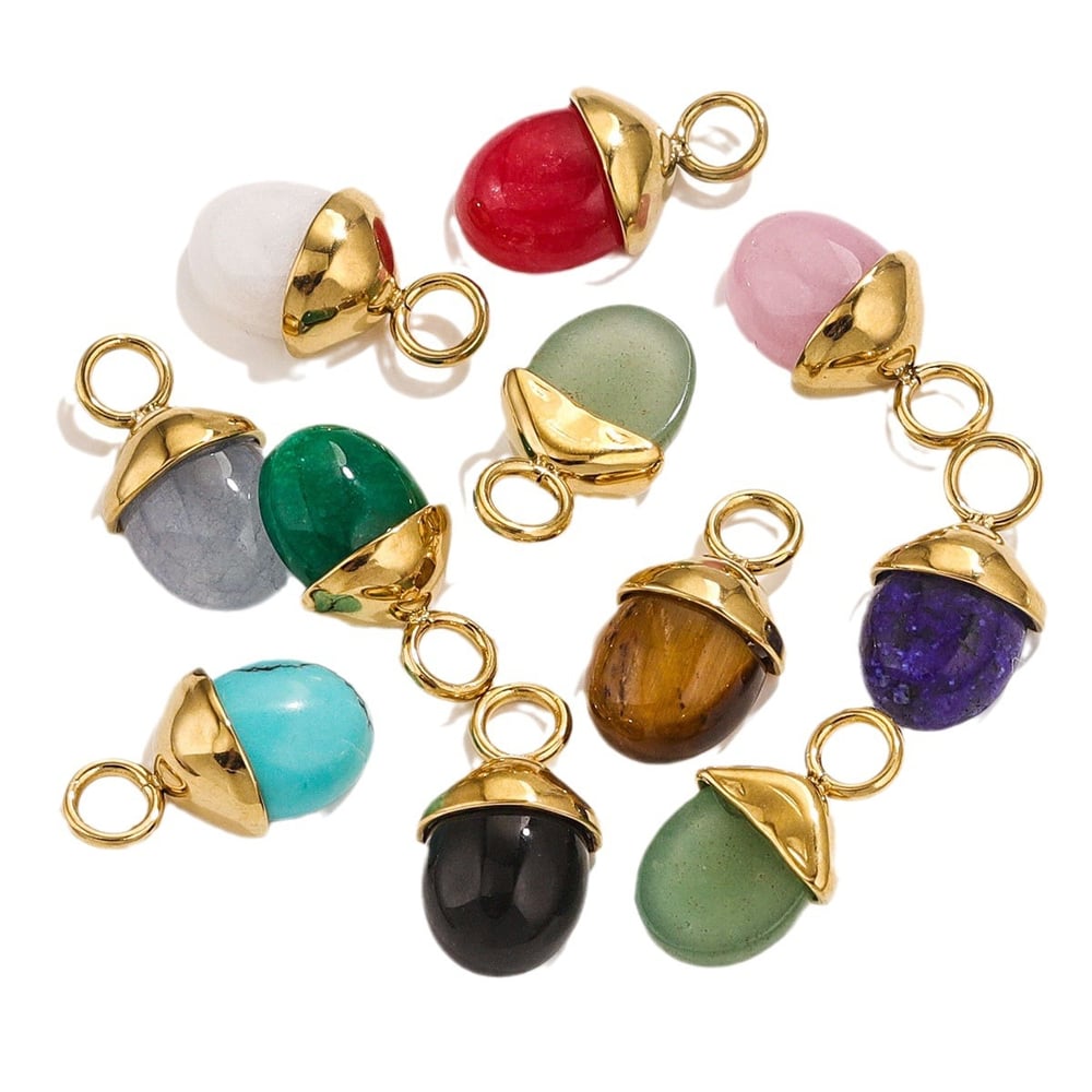 1 pair simple series retro geometric  gold plated artificial gemstone women pendants h5Picture5