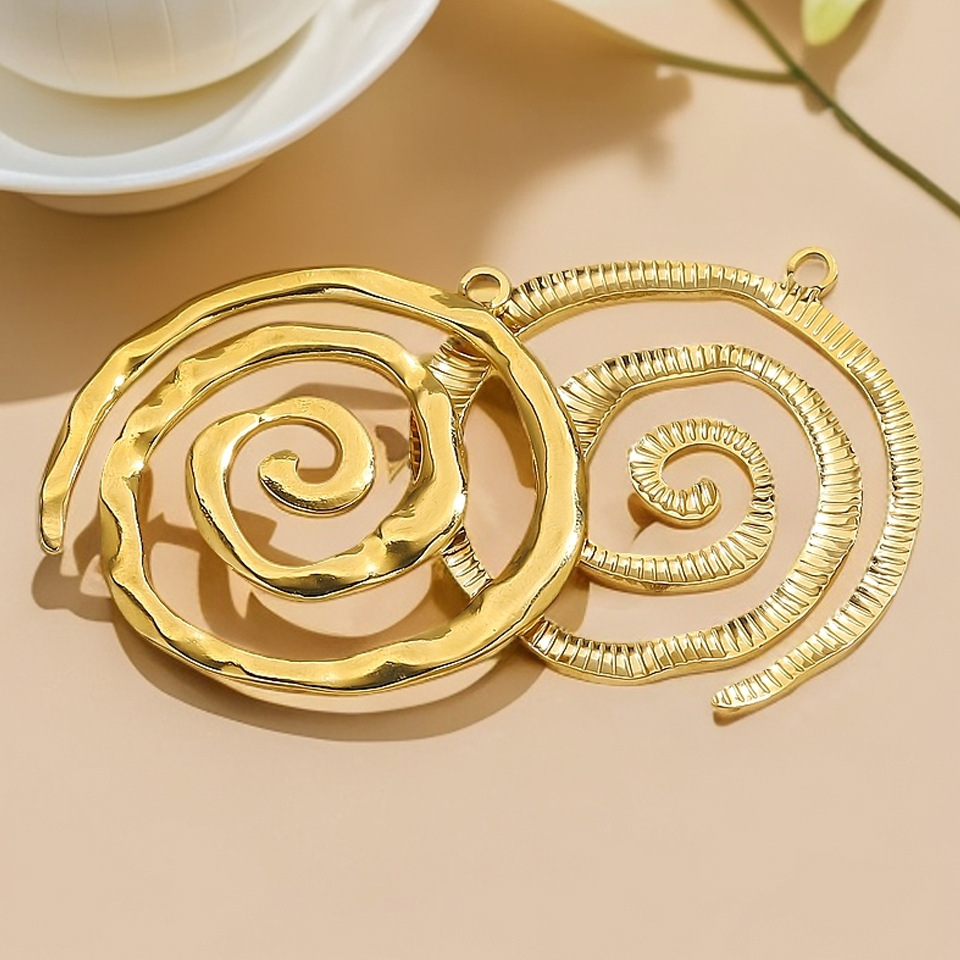 1 Piece Lustrous Series Modern Vortex Shape Stainless Steel Gold Color Women's Pendants h5Picture4