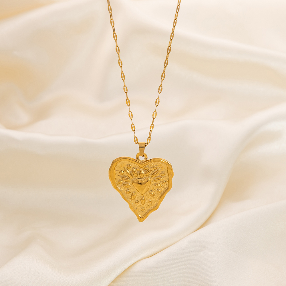 1 piece classic series elegant heart stainless steel  gold color plated women's pendant necklaces h5Picture3