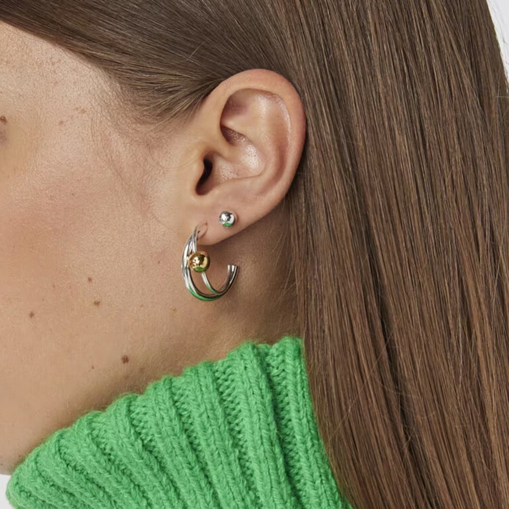 1 Pair Designable Series Exquisite Annular Stainless Steel Gold & Silver Color Women's Hoop Earrings Picture6