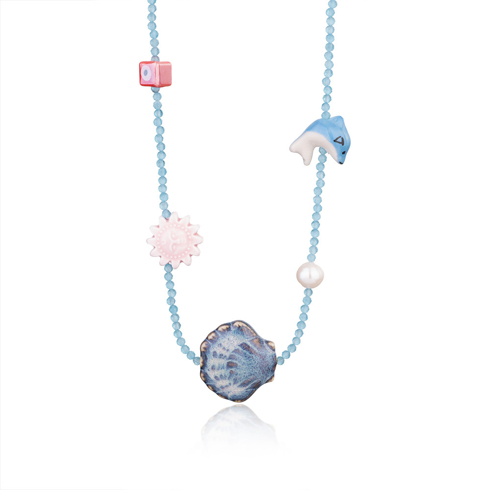 1 Piece Polychrome Series Vacation Intricate Conch Ceramics Crystal Women's Pendant Necklaces h5Picture8