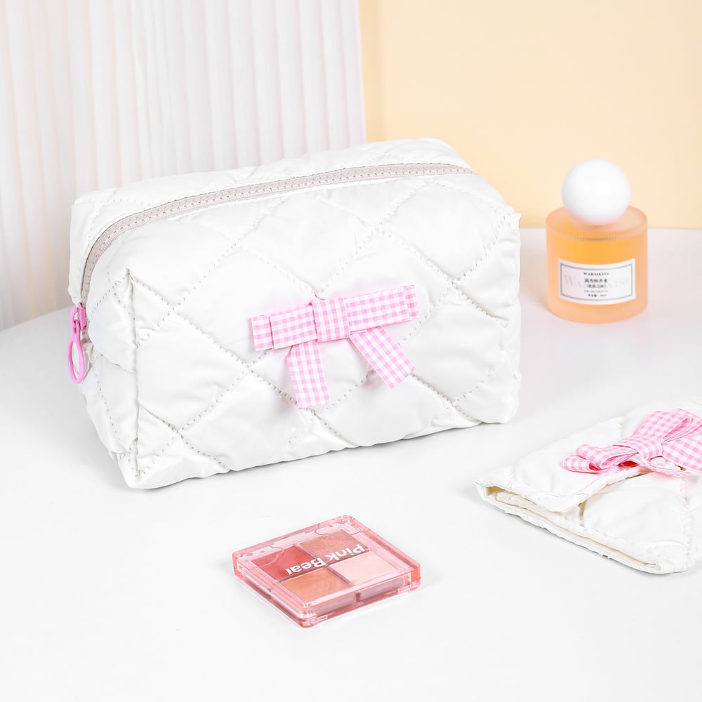1 Piece Sweet Series Plaid Romantic Bow Knot Lightweight Women's Cosmetic Bags h5Picture9