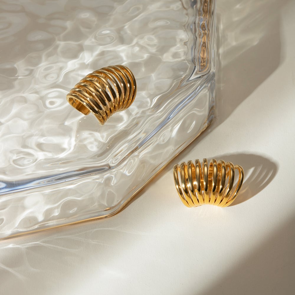 1 pair simple style geometric stainless steel  gold plated women's clip-on earrings h5Picture3