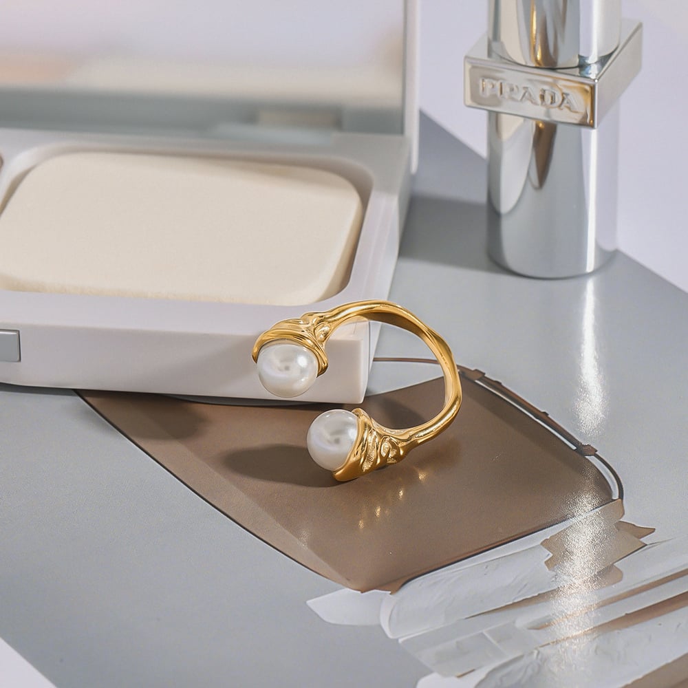 1 Piece Designable Series Irregular Texture Stainless Steel Gold Color Women's Single Rings h5Picture8