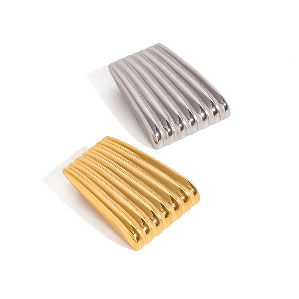 1 pair simple series classic geometric stainless steel  gold plated women brooches Picture5