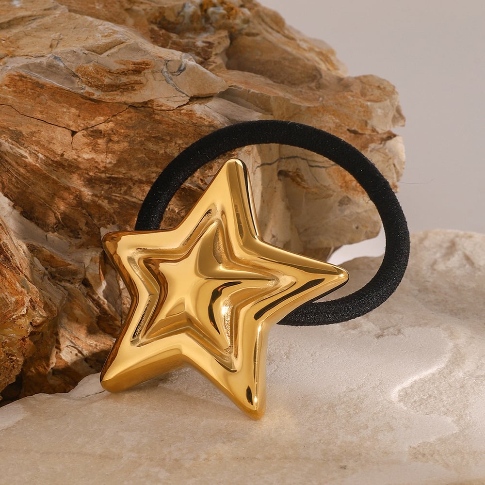 1 pair simple series classic geometric stainless steel  gold plated women hair bobbles h5Picture4