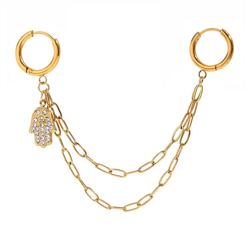 1 paio di pendenti da donna con strass in acciaio inossidabile placcato oro , serie semplice, classici e geometrici h5Immagine5