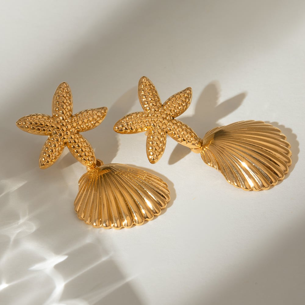 1 pair simple series vacation turtle stainless steel  gold plated women drop earrings h5Picture3
