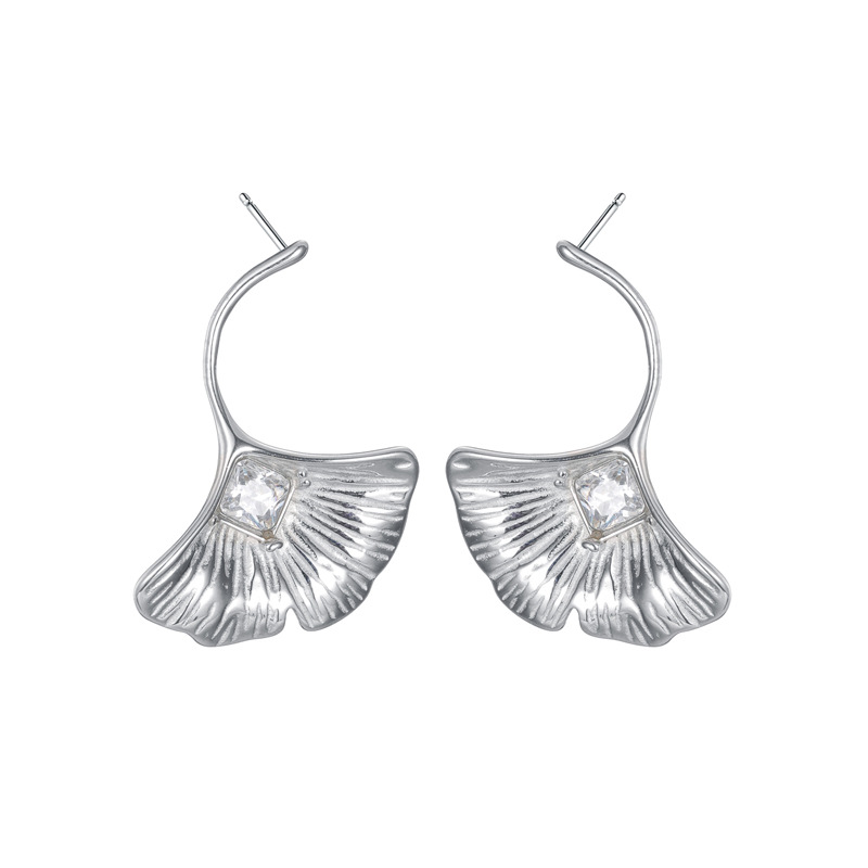 1 Paar romantische Serie Retro Pflanze Edelstahl 14 Karat vergoldet Zirkon Damen Ohrstecker h5Bild5